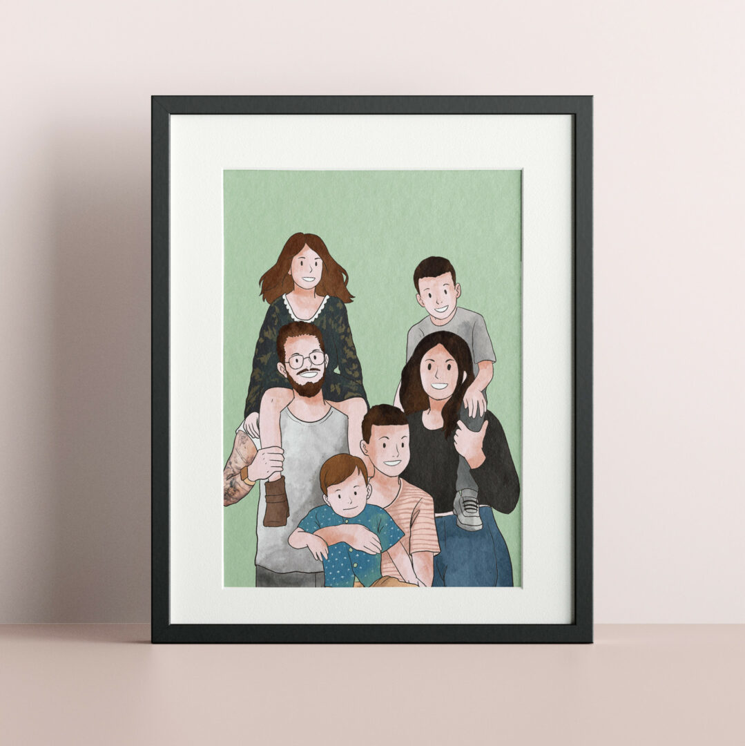 portret van je gezin handgetekend